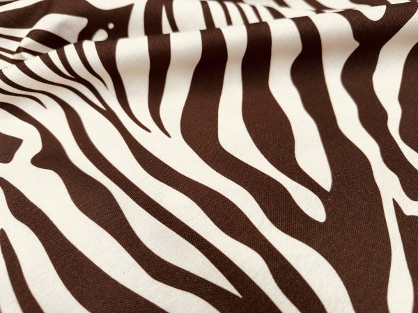Zebra Spine Print Fabric Animal Stripes Cotton Furnishing Curtain Upholstery Home Decor Material - 55"/140cm Wide - Brown & Cream - Image 6