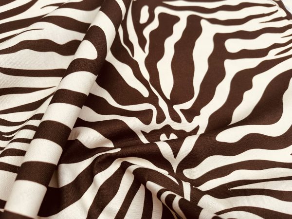 Zebra Spine Print Fabric Animal Stripes Cotton Furnishing Curtain Upholstery Home Decor Material - 55"/140cm Wide - Brown & Cream - Image 5
