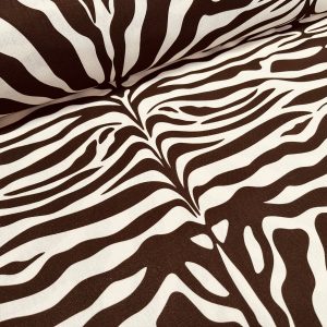 Zebra Spine Print Fabric Animal Stripes Cotton Furnishing Curtain Upholstery Home Decor Material - 55"/140cm Wide - Brown & Cream