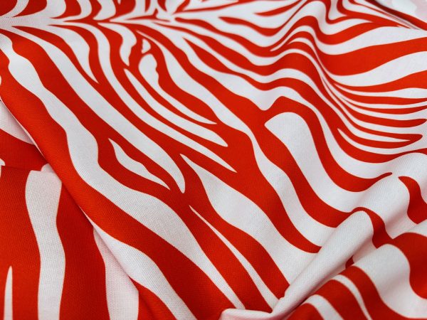 Zebra Spine Print Fabric Animal Stripes Cotton Furnishing Curtain Upholstery Home Decor Material - 55"/140cm Wide - Red & White - Image 6