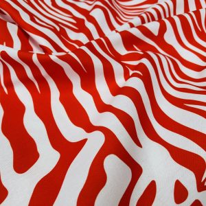 Zebra Spine Print Fabric Animal Stripes Cotton Furnishing Curtain Upholstery Home Decor Material - 55"/140cm Wide - Red & White