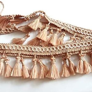 Fringe Tassel Trim Garland Bobble Ribbon Tape with Tassels for curtains fabric craft - 15 colours - any length - Gold Sand