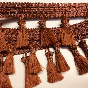 Fringe Tassel Trim Garland Bobble Ribbon Tape with Tassels for curtains fabric craft - 15 colours - any length - Light Brown