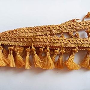 Fringe Tassel Trim Garland Bobble Ribbon Tape with Tassels for curtains fabric craft - 15 colours - any length - Mustard