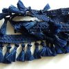Fringe Tassel Trim Garland Bobble Ribbon Tape with Tassels for curtains fabric craft - 15 colours - any length - Navy Blue