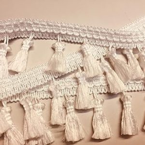 Fringe Tassel Trim Garland Bobble Ribbon Tape with Tassels for curtains fabric craft - 15 colours - any length - Pearl Off-White
