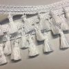 Fringe Tassel Trim Garland Bobble Ribbon Tape with Tassels for curtains fabric craft - 15 colours - any length - White
